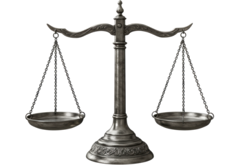 Isolated Antique Brass Weighing Scale with Chains