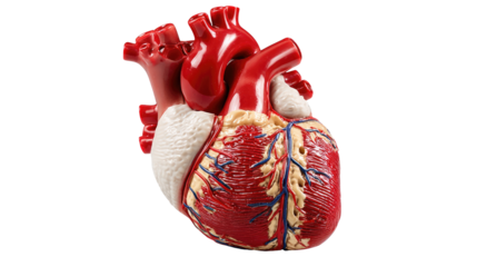 Anatomical Heart: A detailed and vibrant illustration of a human heart. showcasing its intricate structure and the essence of human anatomy. 