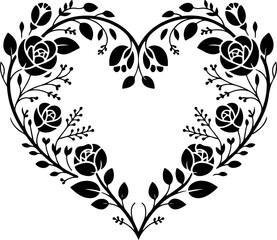Floral Heart Design – Intricate Rose, Leaf & Vine Patterns for Romantic Invitations