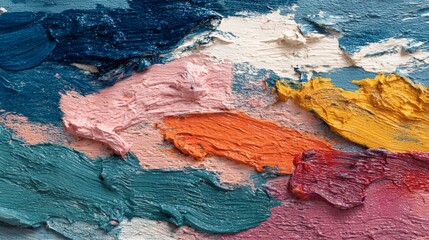 Fototapeta premium Rich Textured Oil Paint Smears in Various Vibrant Colors Abstract Art Background.