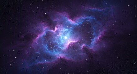 Vivid Purple and Blue Nebula in Deep Space with Bright Stars
