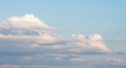 Clear Blue Sky with Fluffy White Clouds in Bright Daylight