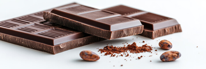 A glossy dark chocolate bar with a mirror-like finish, showcasing its neatly defined segments. Indulge in this luxurious confectionery, perfect for satisfying sweet cravings.