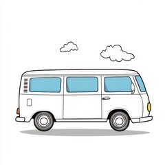 Naklejka premium Cute cartoon minivan design, thick lines for easy coloring, perfect for kids, encourages creativity and fun, engaging art activity