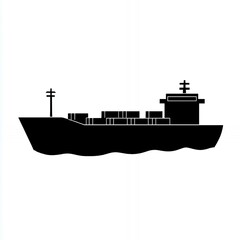 Obraz premium Container Ship Silhouette With Cargo in Calm Waters at Sunset