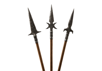 Isolated Set of Three Medieval Spears