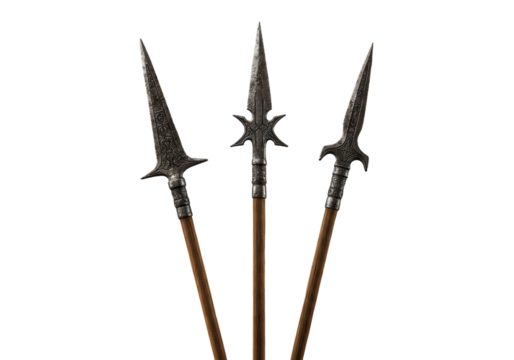 Isolated Set of Three Medieval Spears