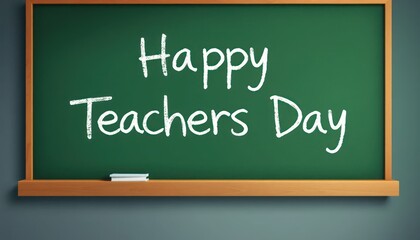 Obraz premium Happy Teachers Day Message on Green Chalkboard for Appreciation and Gratitude
