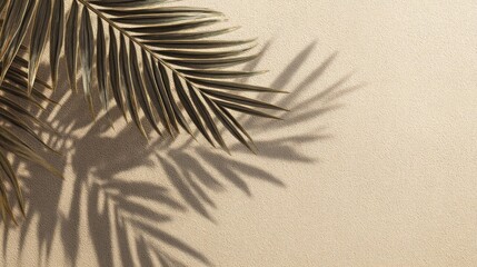Palm leaf shadows on beige background (1)