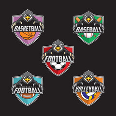 Naklejka premium sports club logo set penguin vector illustration design