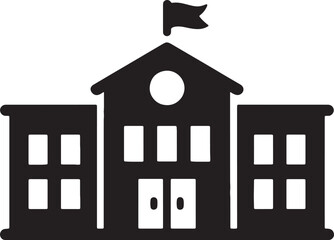 School Building Icon Vector – Education, Learning, and Institution Symbol