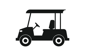 Vector art of a black silhouette of a golf cart viewed from the side