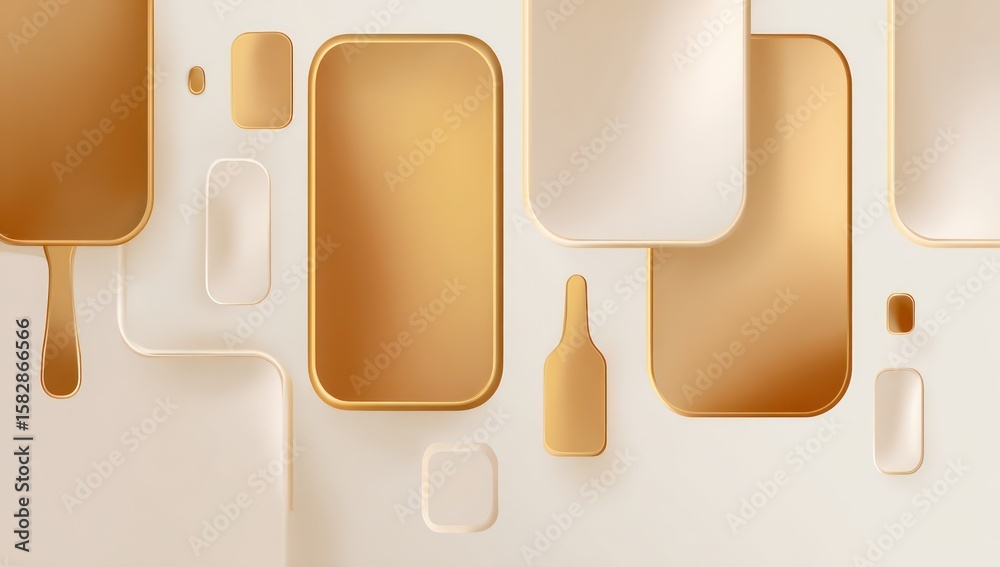 Fototapete minimal fluid shapes in gold and beige tones gently melt, creating a simple yet elegant abstract bac