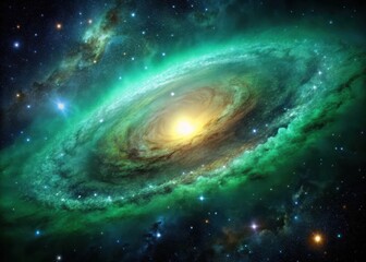 Fototapeta premium Dark Green Galaxy Nebula Over Cosmic Landscape