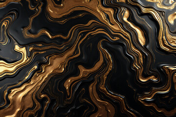 Fototapeta premium Luxury Black and Gold Marble Fluid Art Background Abstract Texture