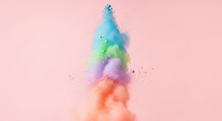 Fototapeta premium A vibrant explosion of colorful powder creates an abstract splash