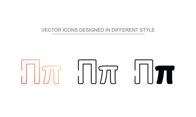 Pi icon design with white background stock illustration