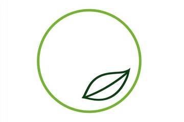 Green circle frame with simple leaf