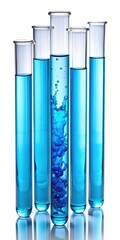 Test tubes filled with vibrant blue liquid
