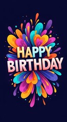 Festive Happy Birthday Greeting with Vivid Abstract Splash Ornament