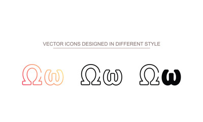 Omega icon design with white background stock illustration