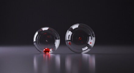 Two Glasses of Red Wine on Dark Surface with Reflection in Minimalist Style