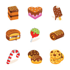 Check out our latest pack of chocolate and sweetmeats 2d style icons
