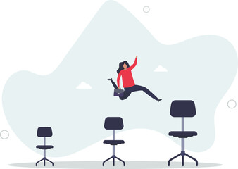 Job hopping, change many jobs in short time, move to new better career or position,.human life.