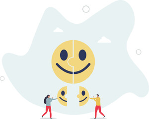 Happiness in workplace, emotional intelligence or mental wellbeing, customer satisfaction or review feedback concept.human life.