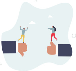 Conflict and argument between colleagues, controversy or difference opinion, disagree,human life.