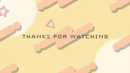 メンフィス模様背景にthanks for watchingの文字が動くライブ終了画面用ループ動画