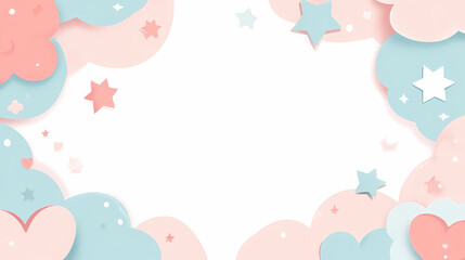 Pastel Cloud and Star Border Design