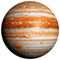 The largest gas giant in the solar system isolated on a transparent background. Jupiter in png format
