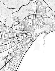 Fototapeta premium Malaga City Map. Minimalist black and white line art poster for printing, wallpaper, wall art for home and office decor