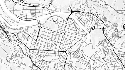 Bilbao City Map. Minimalist black and white line art poster for printing, wallpaper, wall art for...