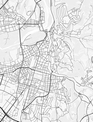 Obraz premium Girona City Map. Minimalist black and white line art poster for printing, wallpaper, wall art for home and office decor