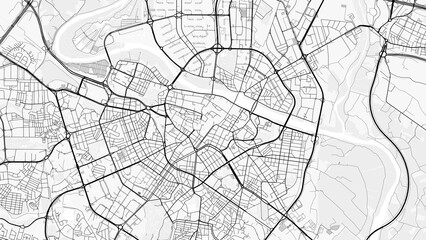 Zaragoza City Map Minimalist Black