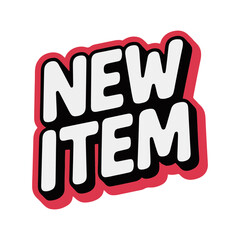 Red outlined promotional sticker highlighting new item announcement