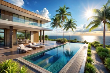 Modern luxury villa with infinity pool