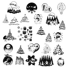 Christmas Magic Bundle, Hand Drawn Vector Illustration
