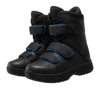 Snowboard boots with adjustable ankle strap and shock-absorbing midsole