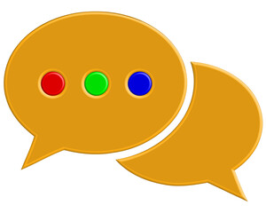 Orange Chat Bubbles Icon with Red Green Blue Dots
