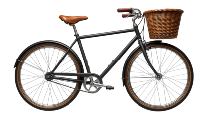 Vintage-style city bike with a leather saddle and wicker basket