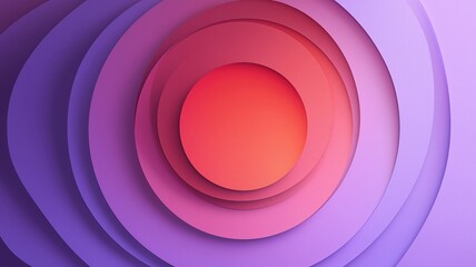 Obraz premium Mm radial papercut burst with smooth purple to pink gradient creates vibrant abstract background with layered circular shapes and soft shadows for dynamic visual effect