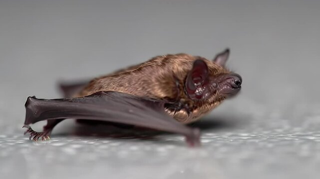 Resting Brown Bat: Nocturnal Mammal Portrait
