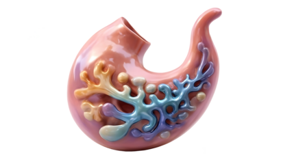 Realistic 3d illustration of a human stomach organ isolated on white background