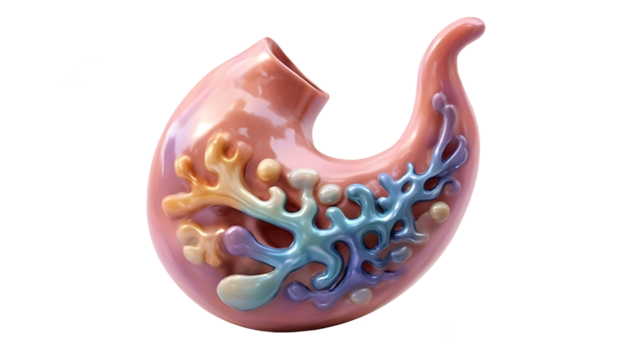 Realistic 3d illustration of a human stomach organ isolated on white background