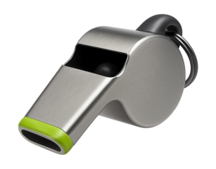 Metal whistle with a pea inside for refereeing soccer matches