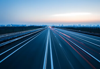 Obraz premium Evening Highway Traffic Flow