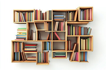 Fototapeta premium 3D Modular Bookshelf Tool with Customizable Shelf Arrangements and Display.